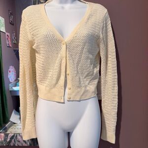 Uniqlo Women's Yellow and Cream Cardigan